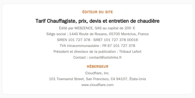Coordonnées légales de l&rsquo;éditeur et de l&rsquo;hébergeur du site